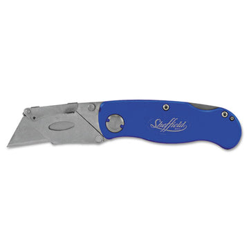 Great Neck® Sheffield Folding Lockback Knife, 1 Utility Blade, Blue freeshipping - TVN Wholesale